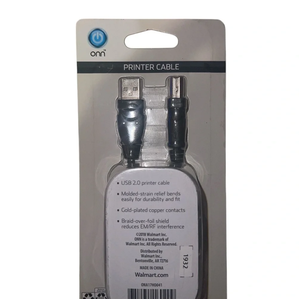 ☠️5/$20☠️ONN| 10FT BLACK PRINTER CABLE